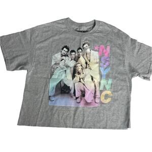 NSYNC Music Band Crew Neck Short Sleeve Crop Tee Sz M
